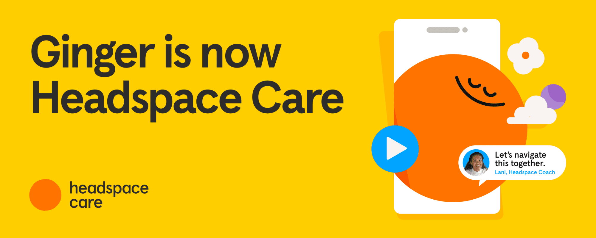 Ginger is now Headspace Care graphic