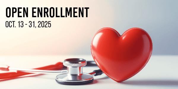 Graphic with text: Open enrollment is October 13-31, 2025